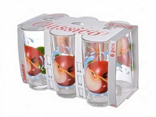 Стакан "Яблоко красное К" серия "Ода"230 мл  (высокий). Набор из 6 шт.