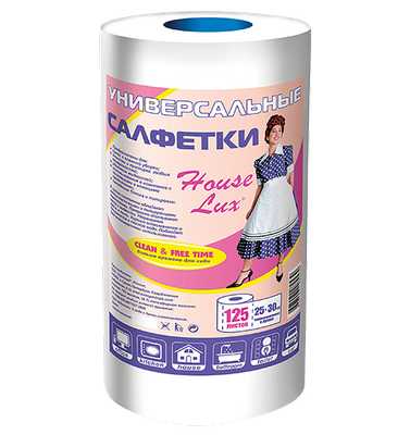 Сухие салфетки универсальные House Lux №125 28х20 45г/м2 рул.