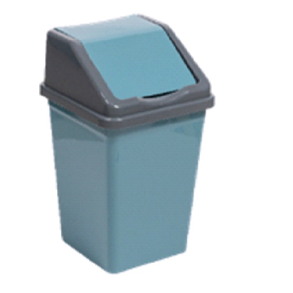 Ведро для мусора с подвижной крышкой 5л квадратное (бирюзово-синий/серый)