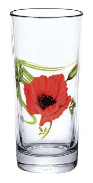 Набор стаканов 6шт. 300 мл "Гладкий"  Маки красные