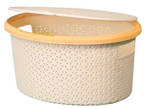Корзина для белья "Плетёнка" 20л овальная с крышкой (то)