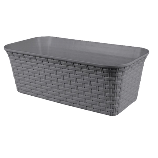 Ящик балконный 43см "Ротанг" с дренажем (серый) (то)