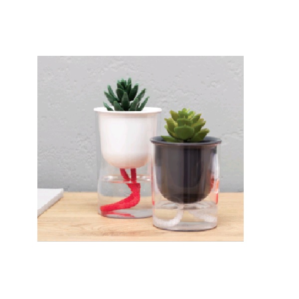 Кашпо ГРЕВИ D95мм H105мм 0,28л с фитильным поливом (то)