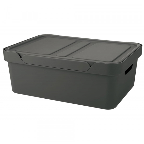 Ящик универсальный с крышкой "LUXE" 380х276х140мм, 12л (серый) (то)