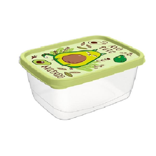 Контейнер для продуктов прямоугольный 0,85л с декором (салатовый)