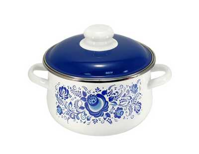 Кастрюля конич. 5,5л Гжель белая синяя кр. (4) 