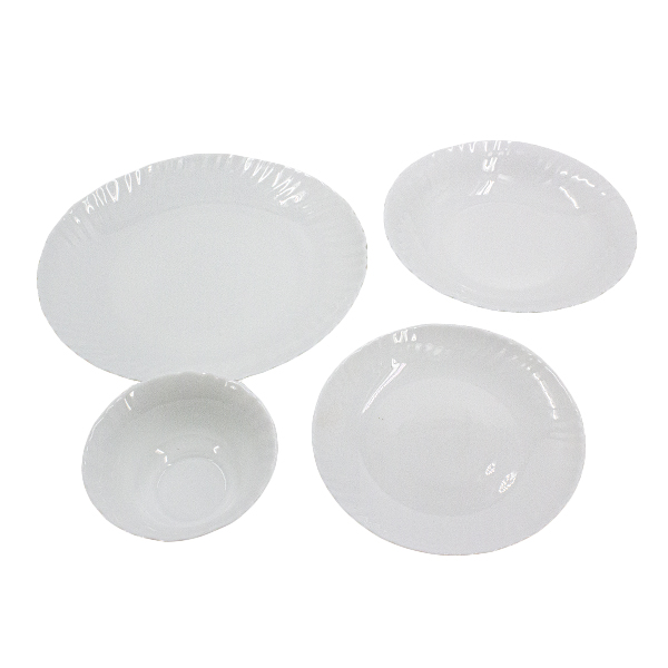 Тарелки из стеклокерамики 24шт (суповая d21см-6шт / обеденные d19 и 27см-по 6шт / салатник 12см-6шт)