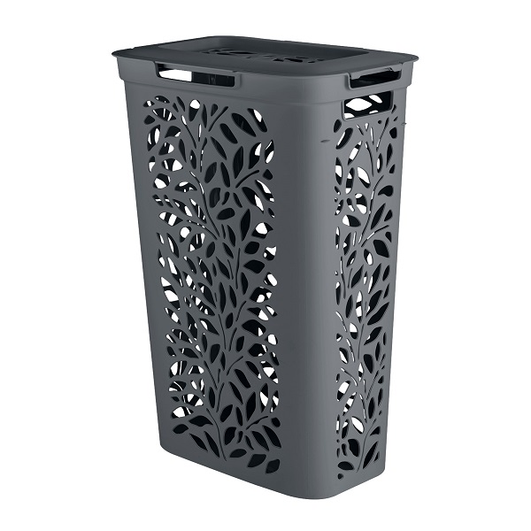 Корзина Leaves 40л с крышкой 440х275х635мм (серый)(то)