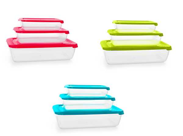 Комплект контейнеров для СВЧ (3шт) 0,45+0,9+1,9л прямоугольный (то)