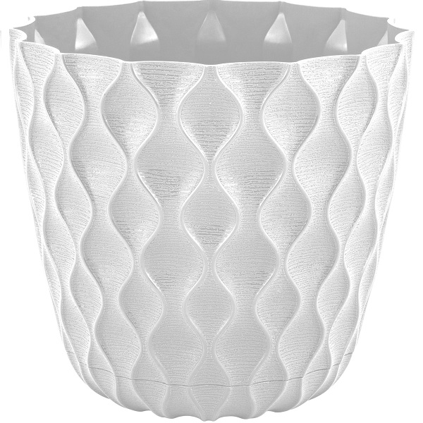 Горшок для цветов Wave D115мм с дренажной сеткой 0,65л белоснежный жасмин (то)