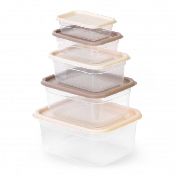 Набор емкостей для СВЧ "Матрешка" (0,2л; 0,4л; 0,7л; 1,2л; 1,9л)(какао-бежевый) (то)