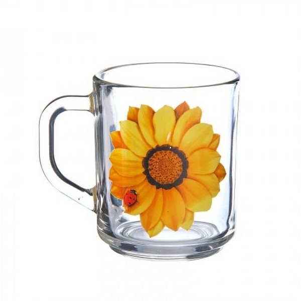 Кружка 200 мл  "Зеленый чай" Георгин желтый