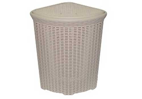 Корзина для белья угловая с крышкой 60л. Ротанг (латте) (то)