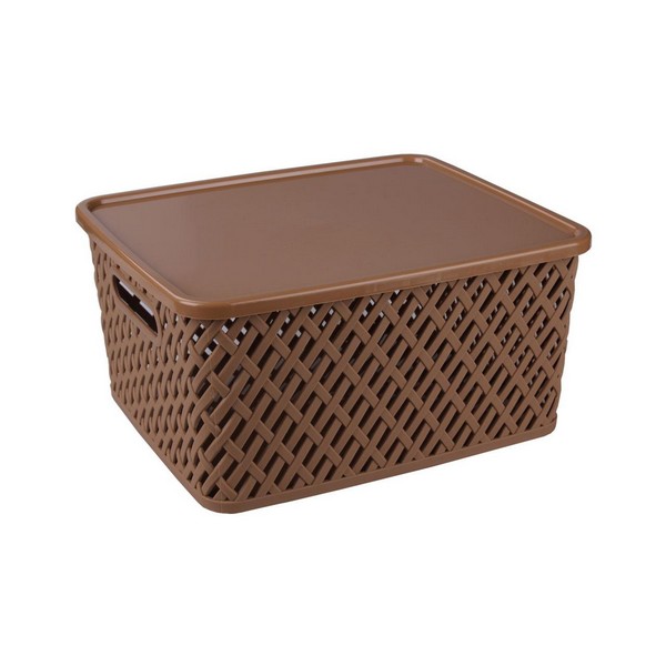 Корзина "Плетенка" 350х290х175 с крышкой (коричневый) (то)