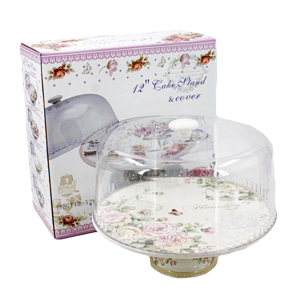 Тортовница на ножке керамическая 30см, с крышкой