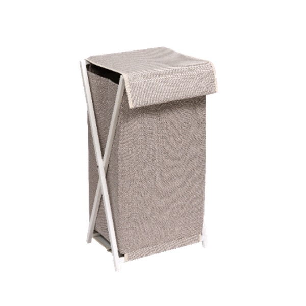 Корзина складная для белья "Элит" 360х265х650мм(серо-бежевый/белый)(хпп) (то)