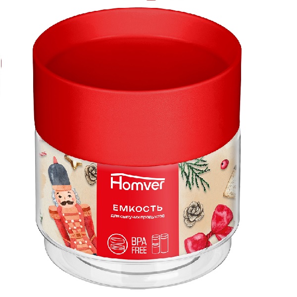 Емкость для сыпучих продуктов 0,5л (красный)