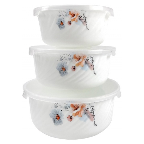 Набор салатников JEWEL Мираж 3 предмета с крышкой (стеклокерамика),