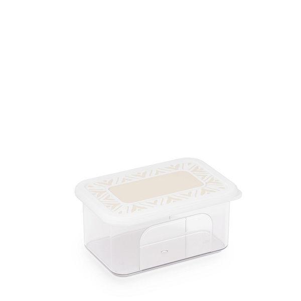 Емкость для сыпучих продуктов "Эстетика" прямоугольная 0,8л (бело-бежевый)(то)