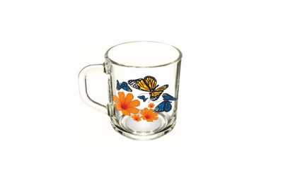 Кружка 200 мл  "Зеленый чай" Бабочки и оранжевые цветы