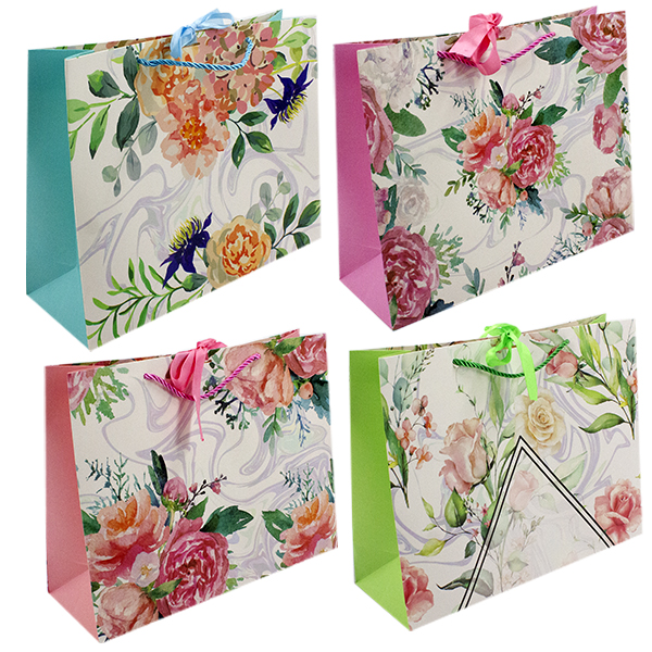 Пакет подарочный бумажный ЦВЕТЫ 32*11*25см