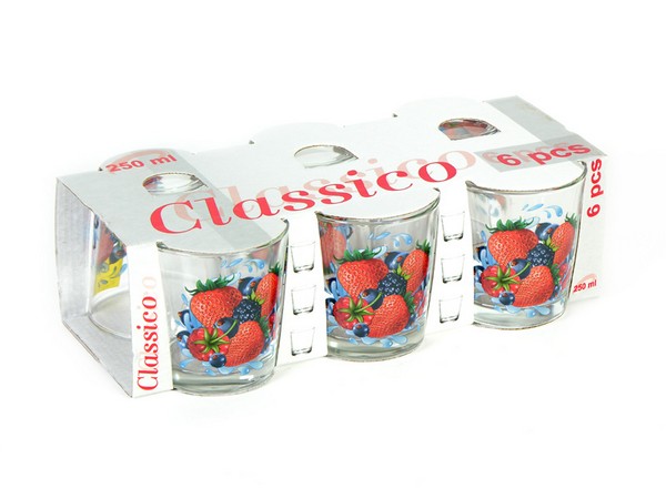 Набор стаканов 6шт. 250 мл низк "Гладкий" Ягодный микс К