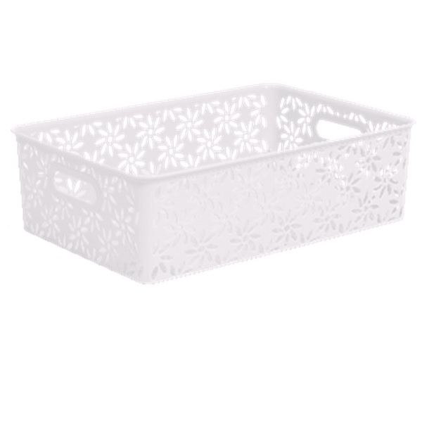 Корзинка "Ромашки" 7,5л  350х245х105мм (белый) (то)