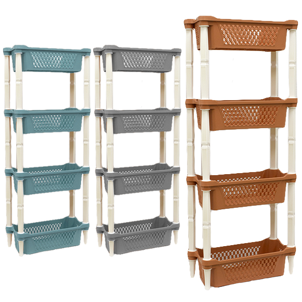 Этажерка 4-х ярусная узкая 40*14*80см (пластик, металл) 