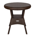 Стол круглый со стеклом RATTAN Ola Dom 700х700х720мм (коричневый)