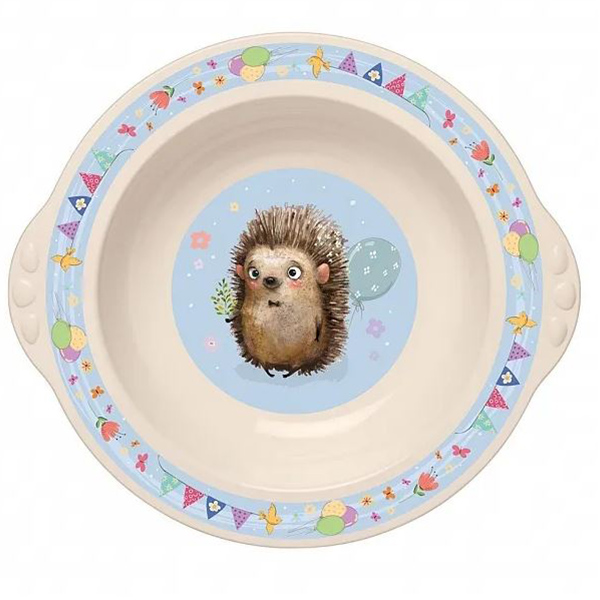 Тарелка детская глубокая с голубым декором (белый) (то)