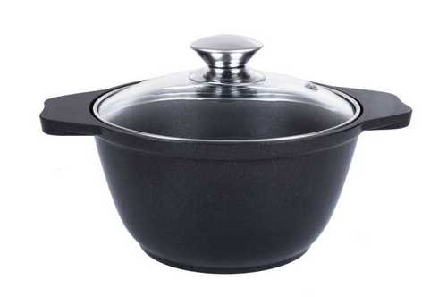 Кастрюля 1,0л а/пр литая  стекл/кр ТМ KUKMARA