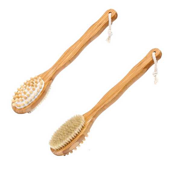 Щетка для тела двойная массажная, с длинной ручкой