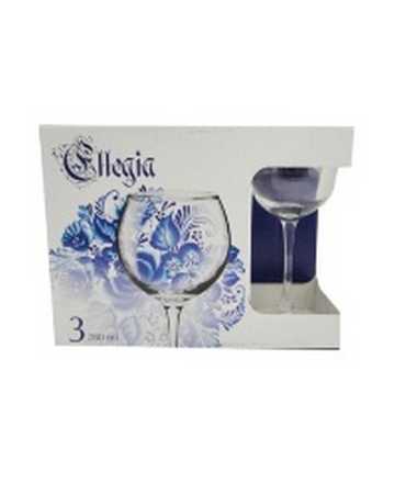 Набор из 3-х бокалов для вина ЭЛЕГИЯ 280мл (синяя) 1688