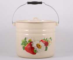 Ведро эмал.  12л с крышкой с рисунком (эмаль)