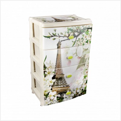 Комод 4-х секционный широкий "Весна в Париже" (то)