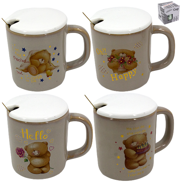 Кружка 350мл, с керамической крышкой и ложкой из нерж