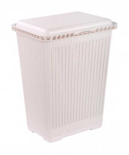 Корзина для белья "Вязаное плетение" 25л (белый)