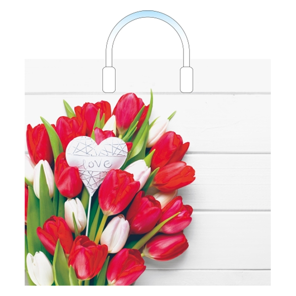 Пакет ПЭ с пластмассовыми ручками 38х34+3см  (С любовью) 