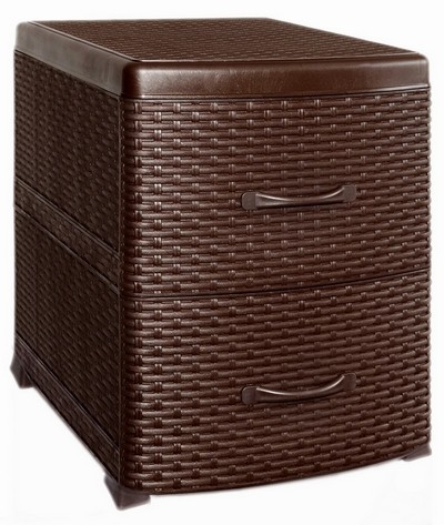 Комод-тумба 2-х секц. Ротанг (коричневый) 38х48х52см (то)
