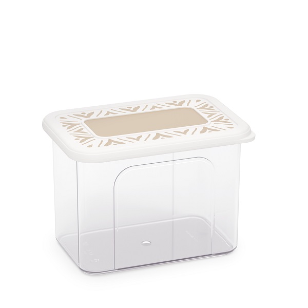 Емкость для сыпучих продуктов "Эстетика" прямоугольная 1,4л (бело-бежевый)(то)