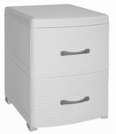 Комод-тумба 2-х секц. Ротанг (белый) 38х48х52см (то)