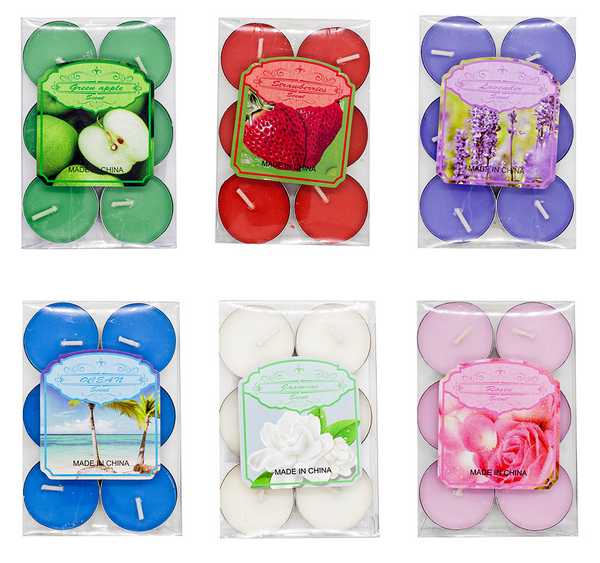 Свечи чайные цветные 6шт