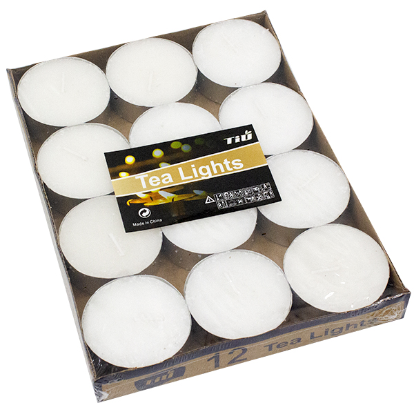 Свеча чайная белая большая 12шт (Ø-5см h-2см)