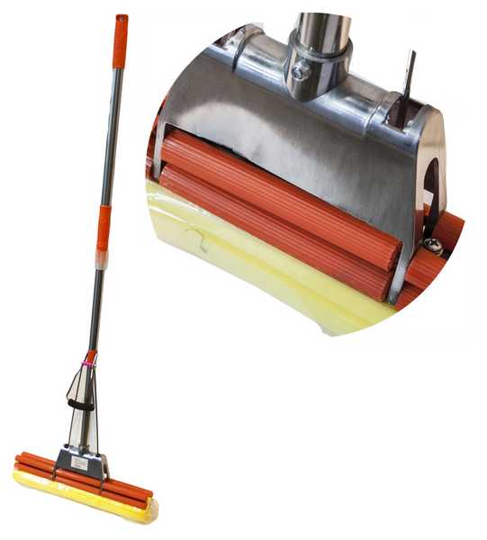 Швабра PVA 38см, двойной отжим, металл коллектор, нержавейка телескоп ручка 90-115см