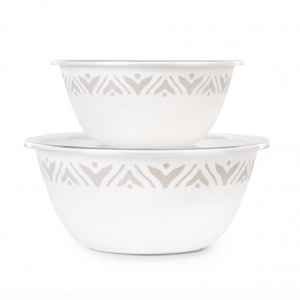Набор чаш "Эстетика" 1,7л и 3,5л (с крышкой) (бело-бежевый) (то)