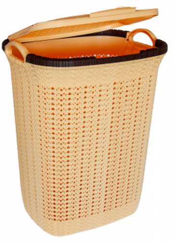 Корзина для белья "Плетёнка" 55л прямоугольная с крышкой (то)
