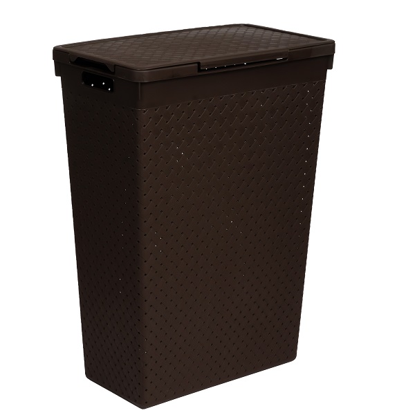 Корзина для белья узкая с крышкой 50л "Береста" (венге)  (то)