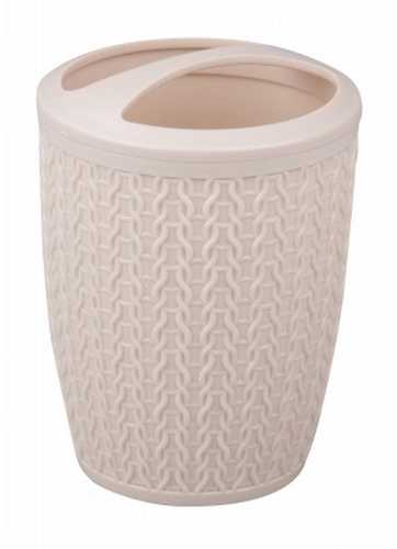 Подставка  "Вязаное плетение" для зуб. щёток бежевый  (то)