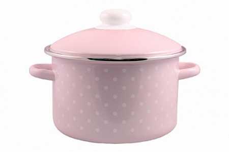 Кастрюля эмал  3,0л 17-1612/6М Горох мелкий-К роз.