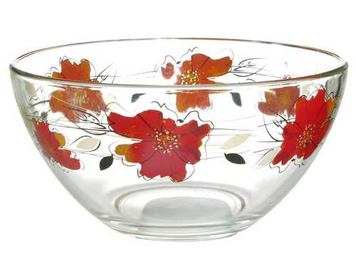 Салатник средний  средний "Гладкий" 15,8 см "Алые цветы" круговая